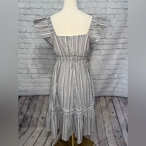 London Times Black and White Striped Midi Dress